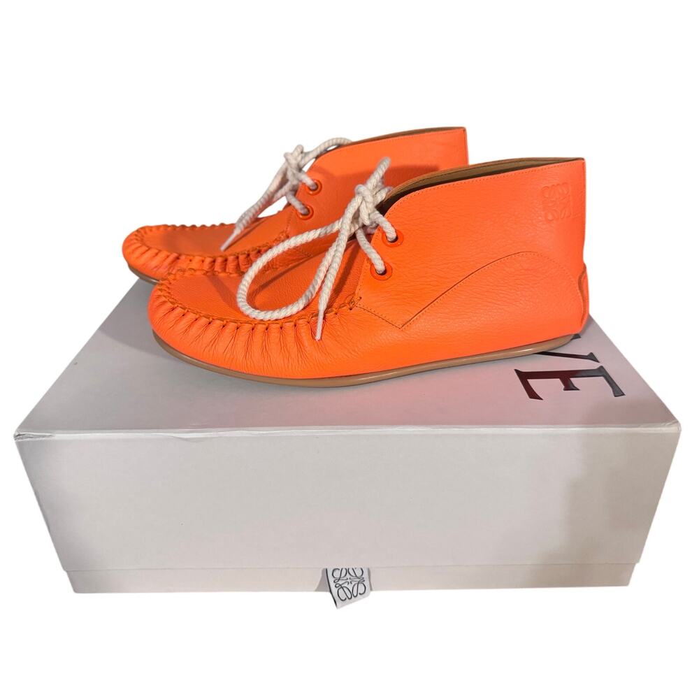 New Auth. Loewe Leather Lace Moccasins Booties Size 40 W/Box & Dust Bags - Picture 3 of 15